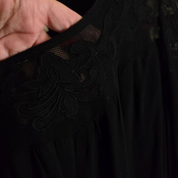 J. Jill NWT Black Lace Detail Pullover Top Balloon Lace Detail Sleeve Size M - Picture 4 of 10